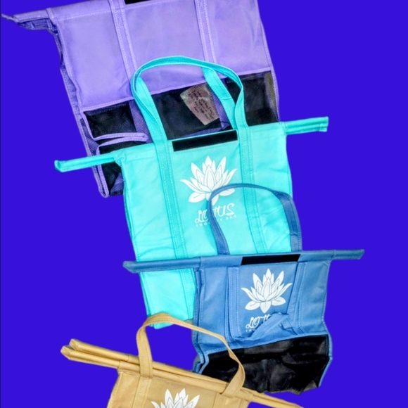 Purple Lotus Yoga Bag- Set Of Four Lotus Trolley reusable shopping bags. - Picture 3 of 11